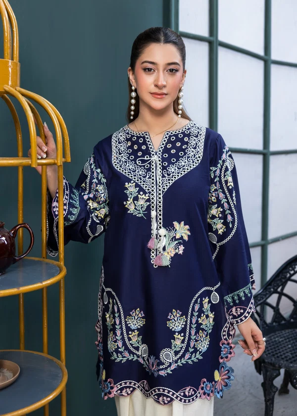 2pcs Dhanak Batik Royal Blue Embroidery SR-16 - Image 4