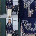 2pcs Dhanak Batik Royal Blue Embroidery SR-16