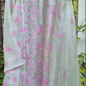Our pure organza chikankari suit, Three piece SR 20