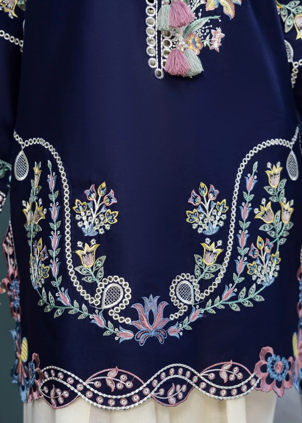 2pcs Dhanak Batik Royal Blue Embroidery SR-16 - Image 5