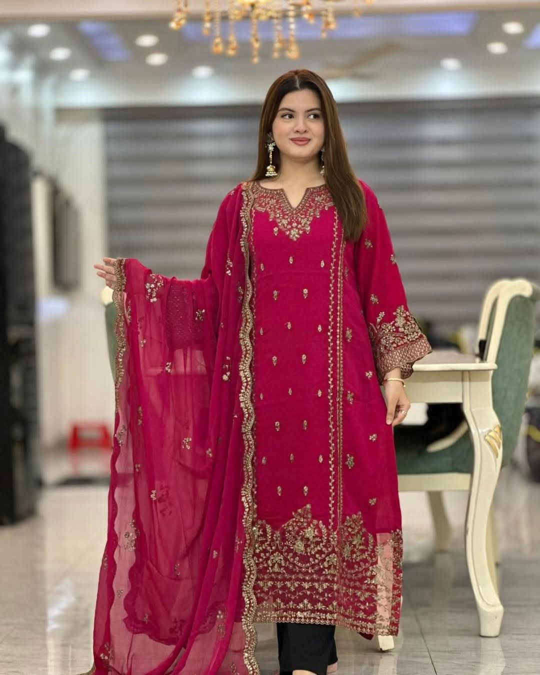 Aarisha Soft Organza Embroidered Three Piece (SR-27 ) - Image 3