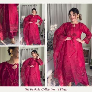 Crimson Royalty: Luxury Organza Three Piece SR-23