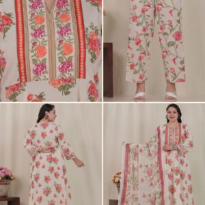 Women Linen Kurta Pant Dupatta Set ( SR-26 )