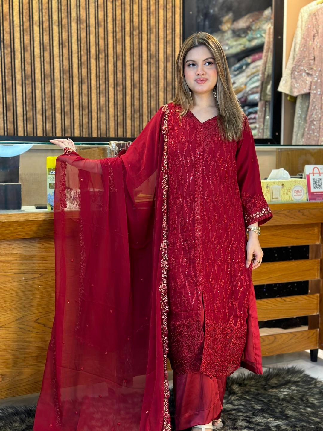 Azure Chiffon Three Piece SR-24 - Image 7