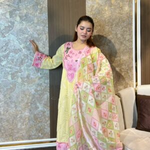 Elegant Chikankari & Boring Work Pure Cotton Collection (SR-14 Y)