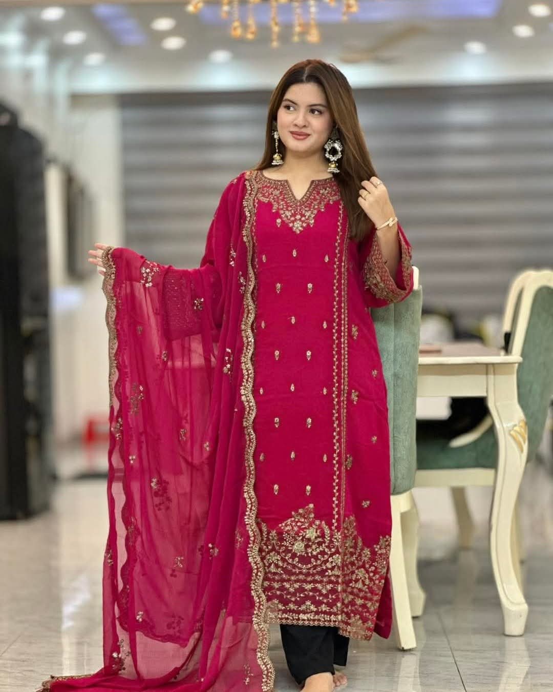 Aarisha Soft Organza Embroidered Three Piece (SR-27 ) - Image 4